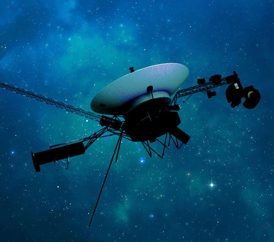 An artists depiction of NASAs Voyager 1 spacecraft traversing interstellar space